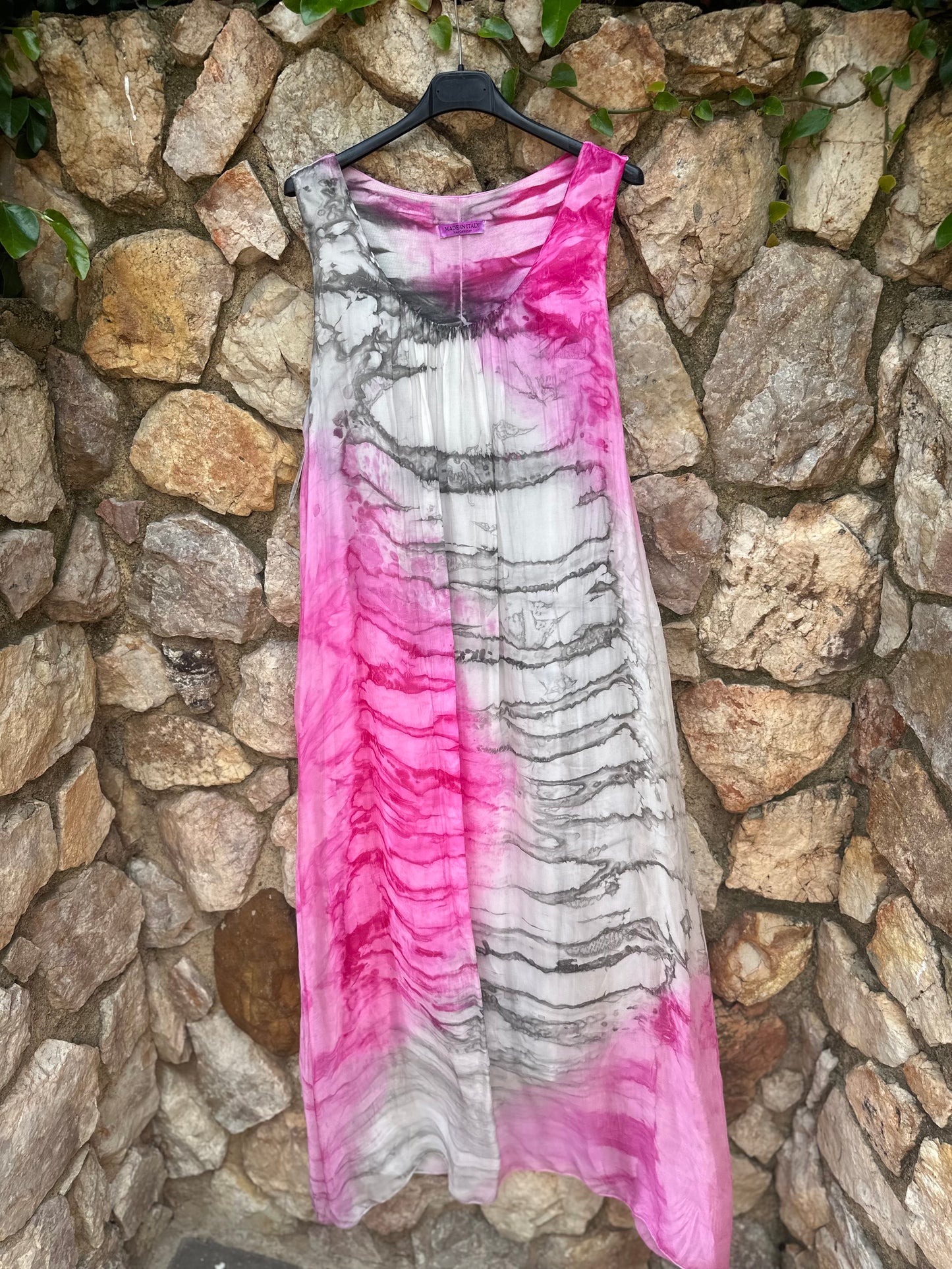 Silk Tie Dye Maxi Dress Pink