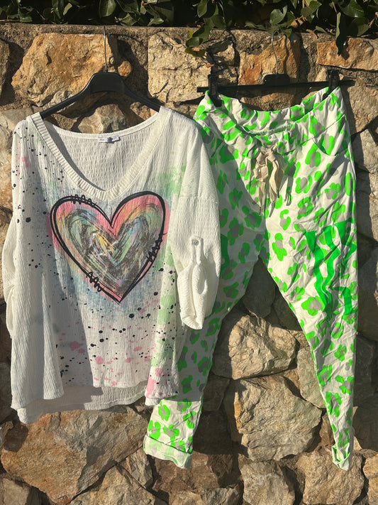 Neon Leopard Love Green