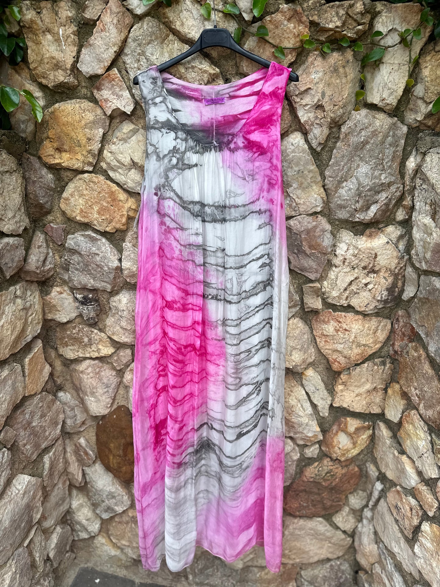 Silk Tie Dye Maxi Dress Pink