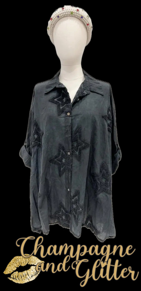 Star Anglaise Blouse Black