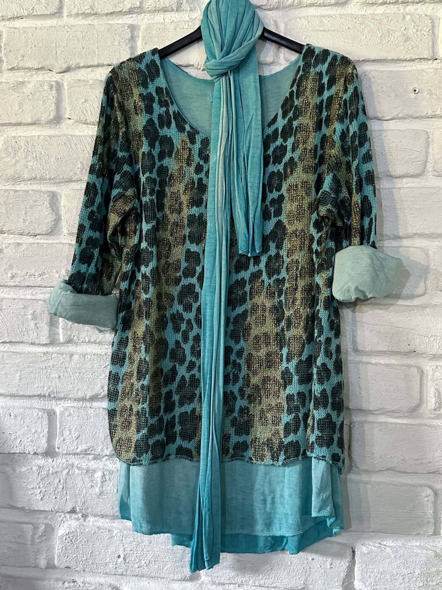 Monica Scarf Top Turquoise