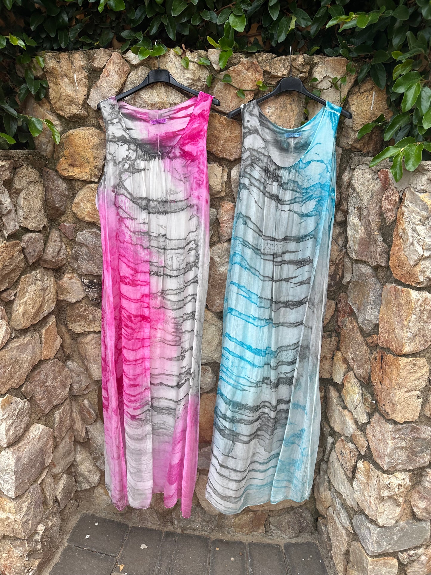 Silk Tie Dye Maxi Dress Pink