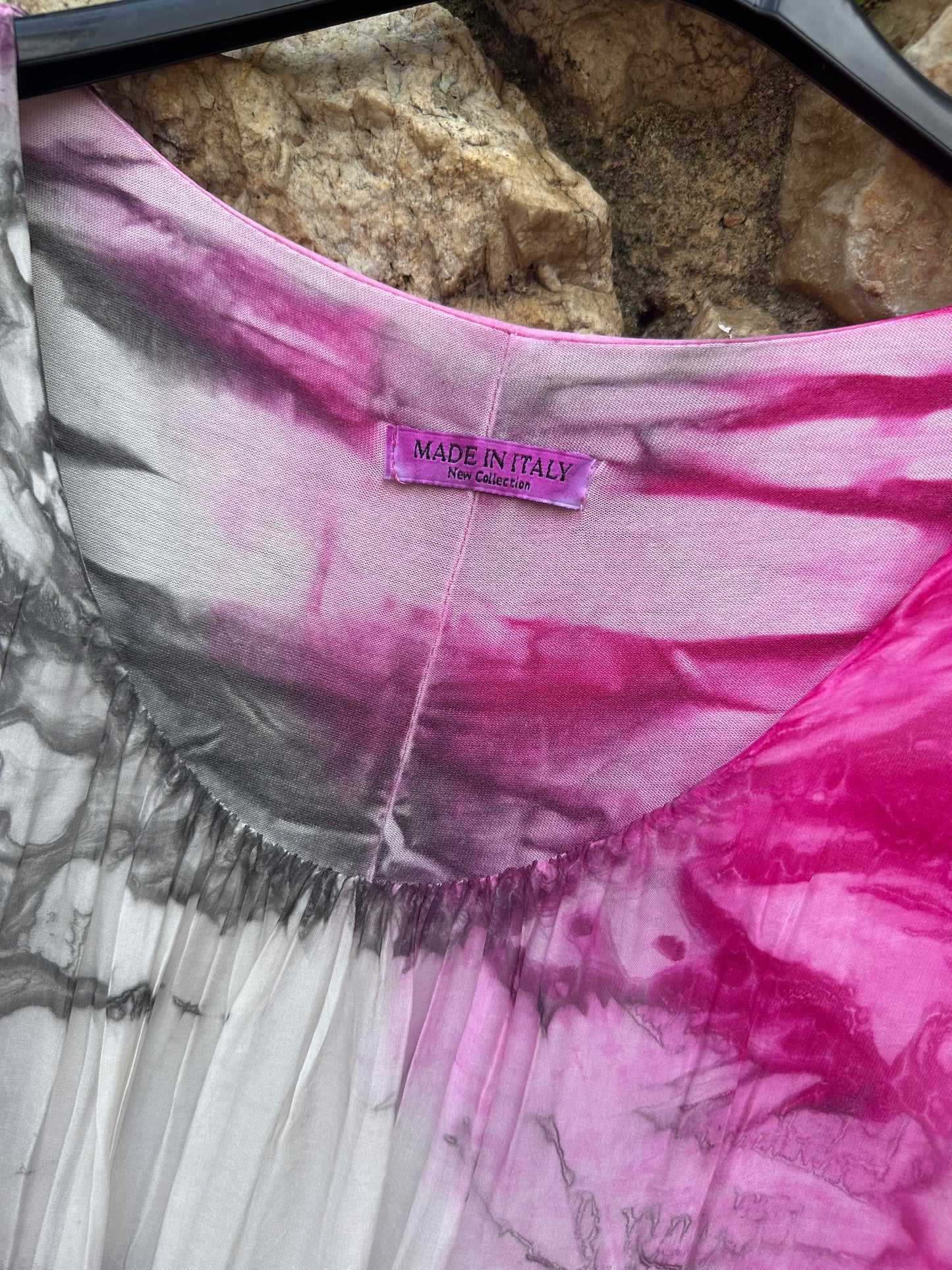 Silk Tie Dye Maxi Dress Pink