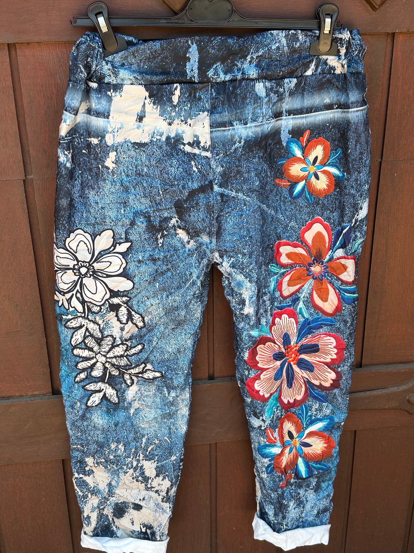 Denim Flower Comfy Pants