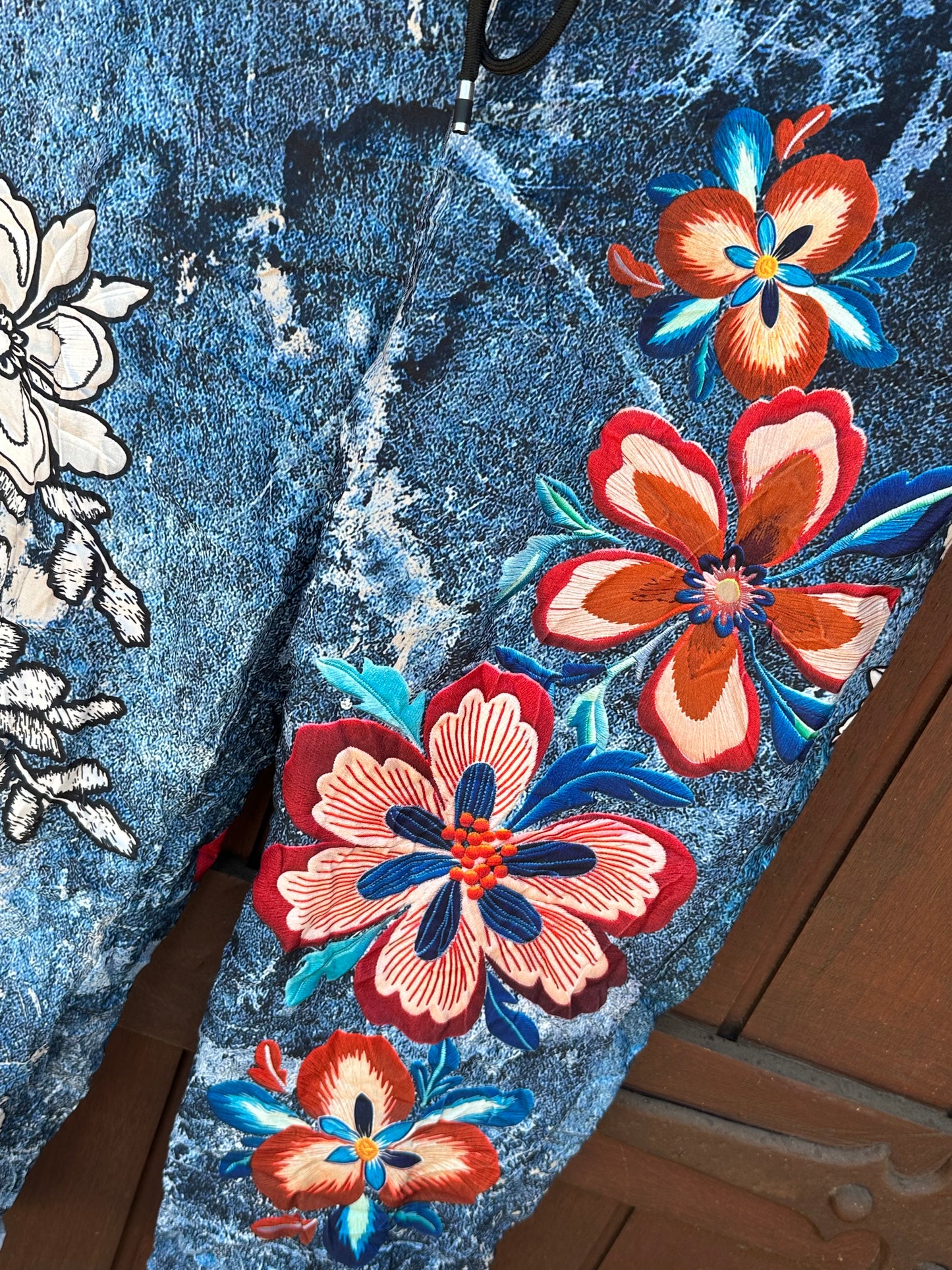 Denim Flower Comfy Pants