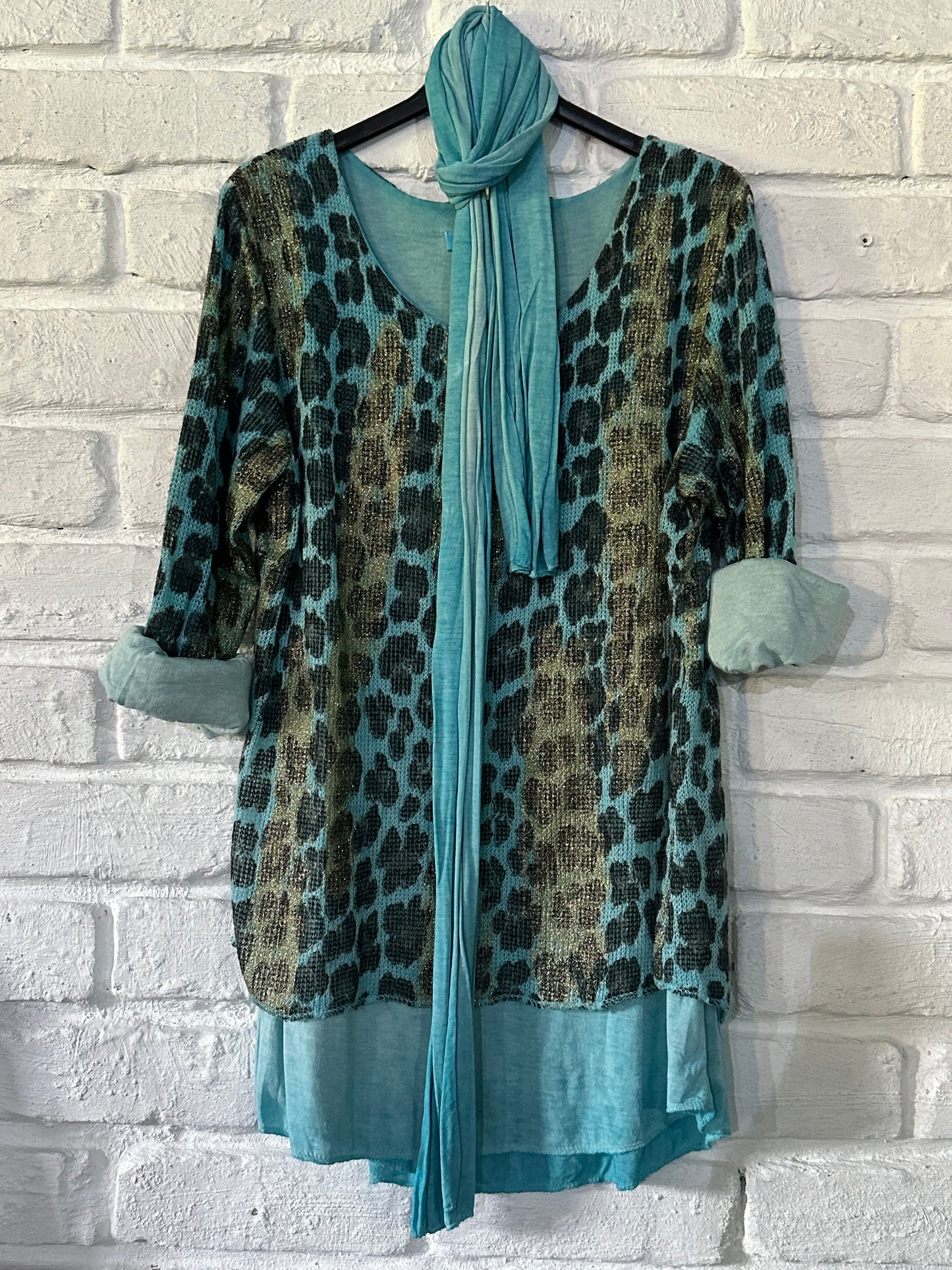 Monica Scarf Top Turquoise