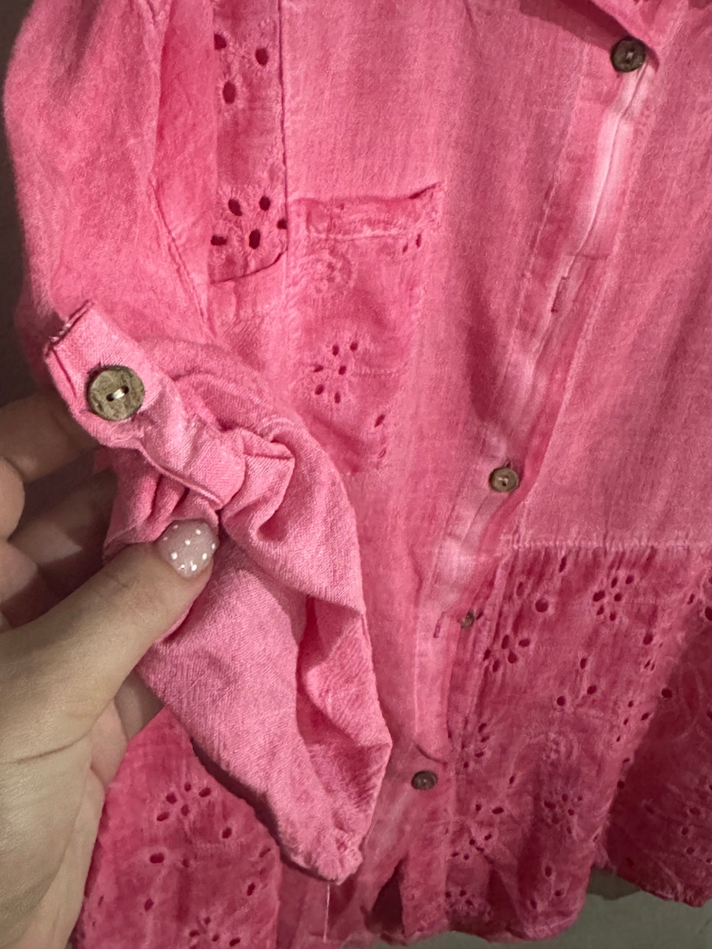 Linen Patch Blouse Fuschia