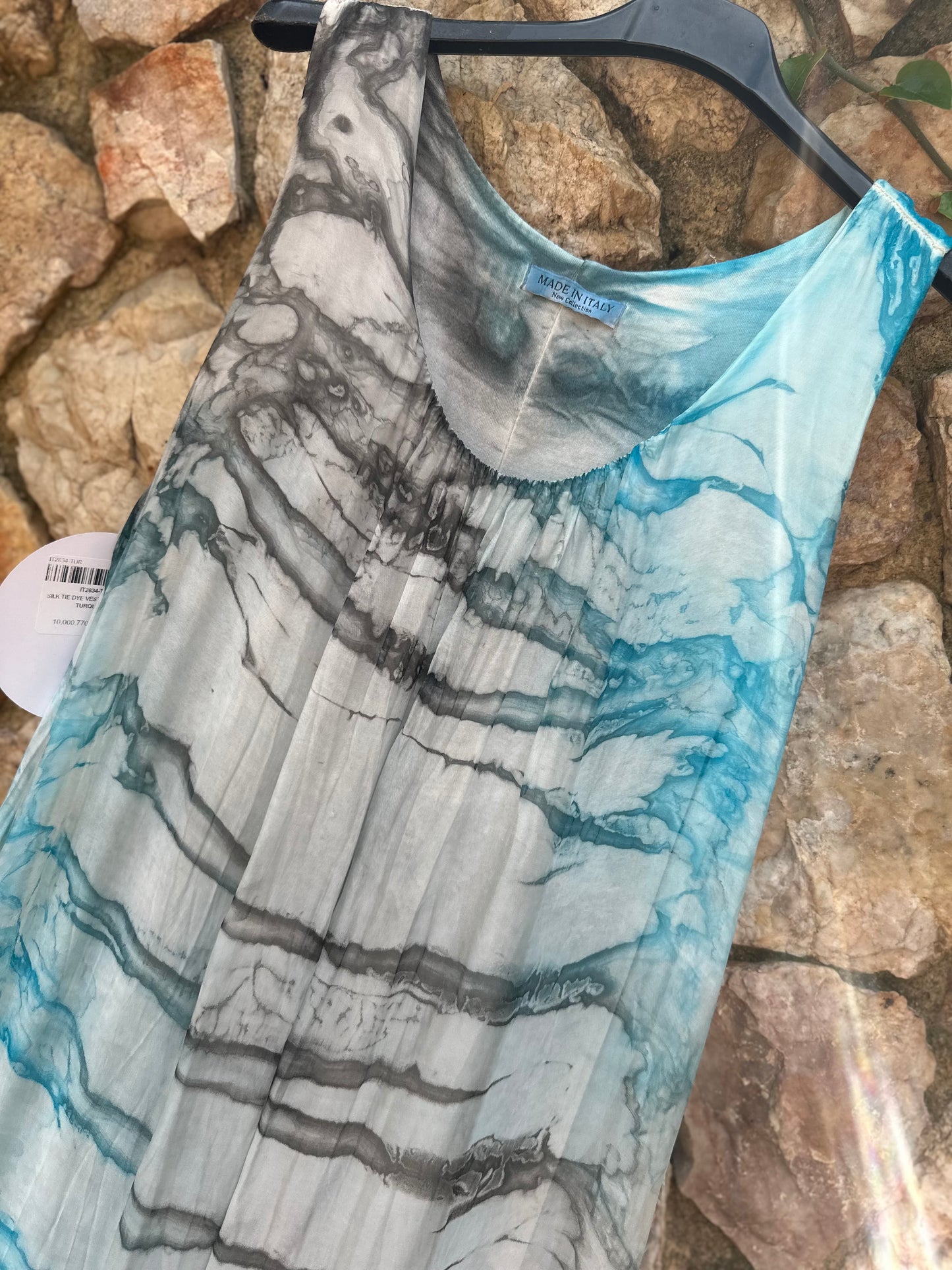 Silk Tie Dye Dress Turquoise