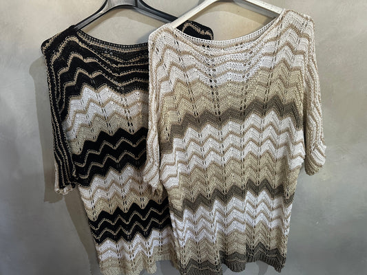 Cable Knit Blouse Black