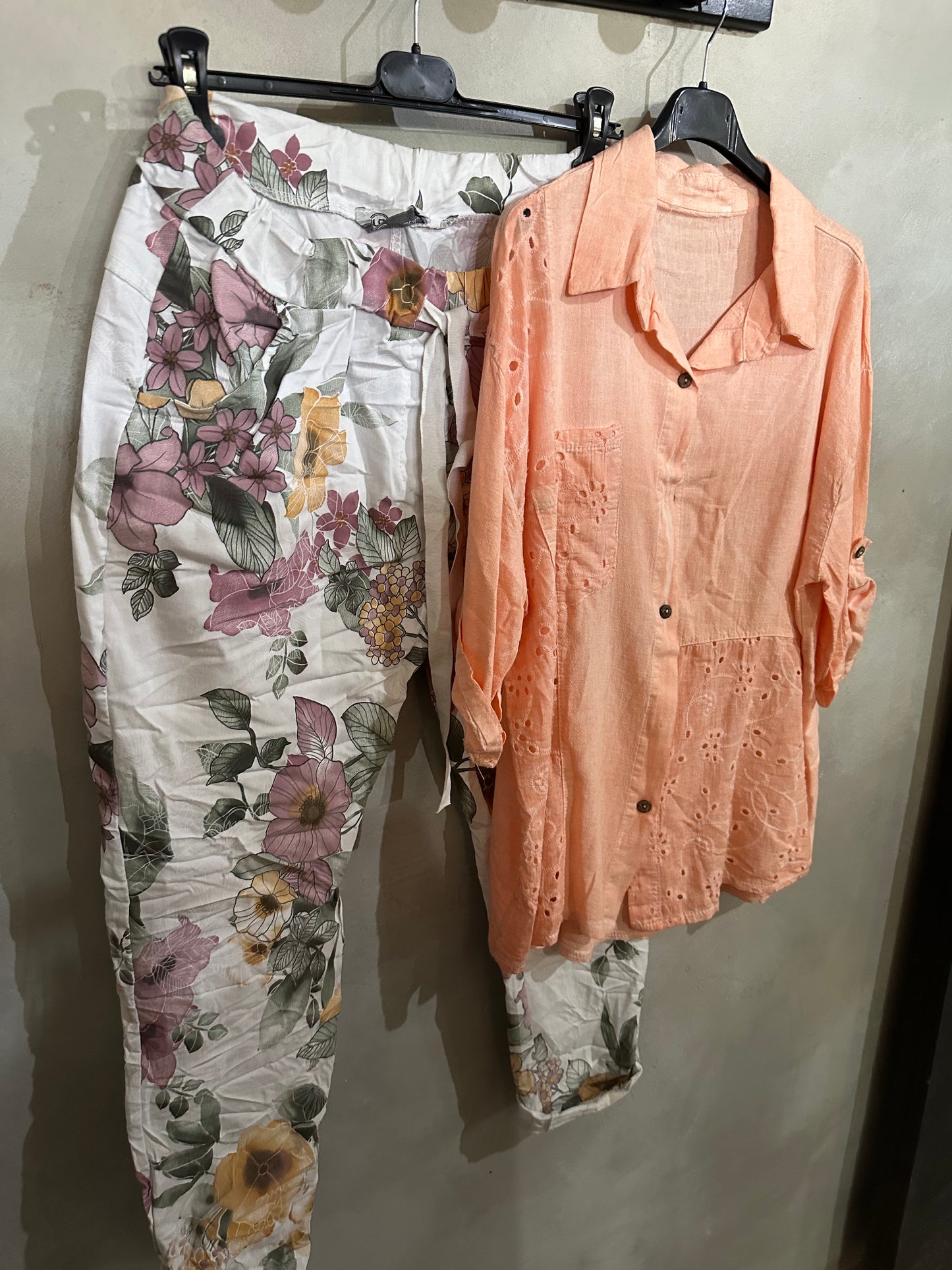 Linen Patch Blouse Peach