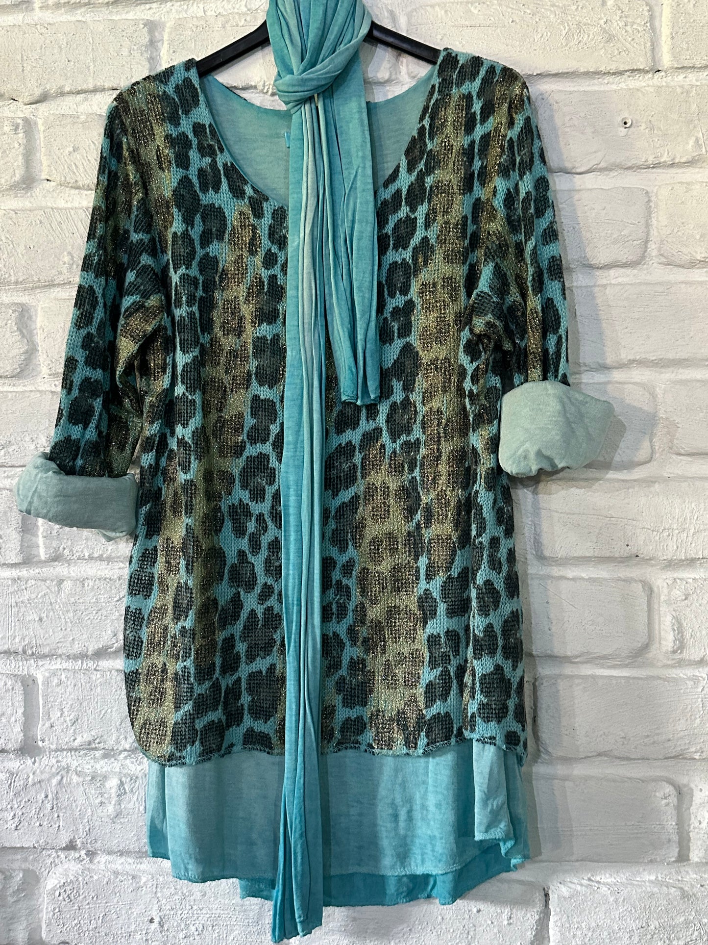 Monica Scarf Top Turquoise