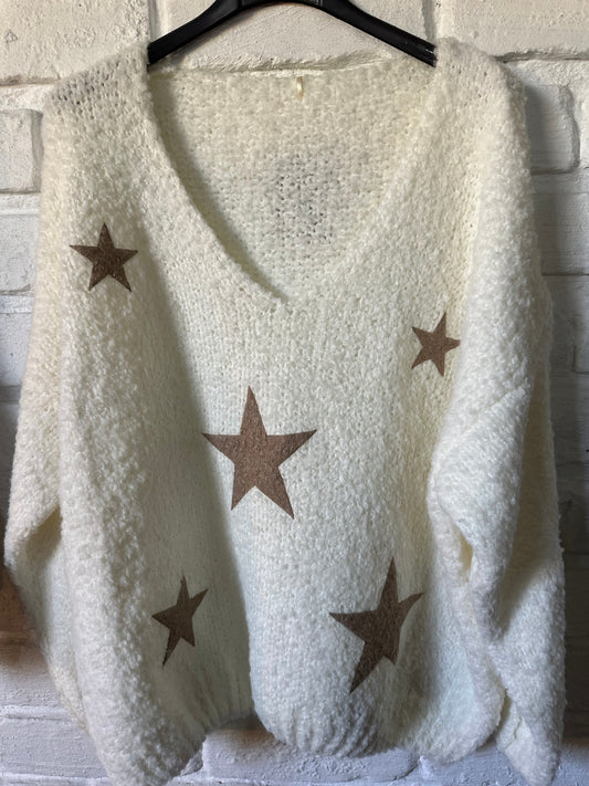 Fluffy Star Knit Cream