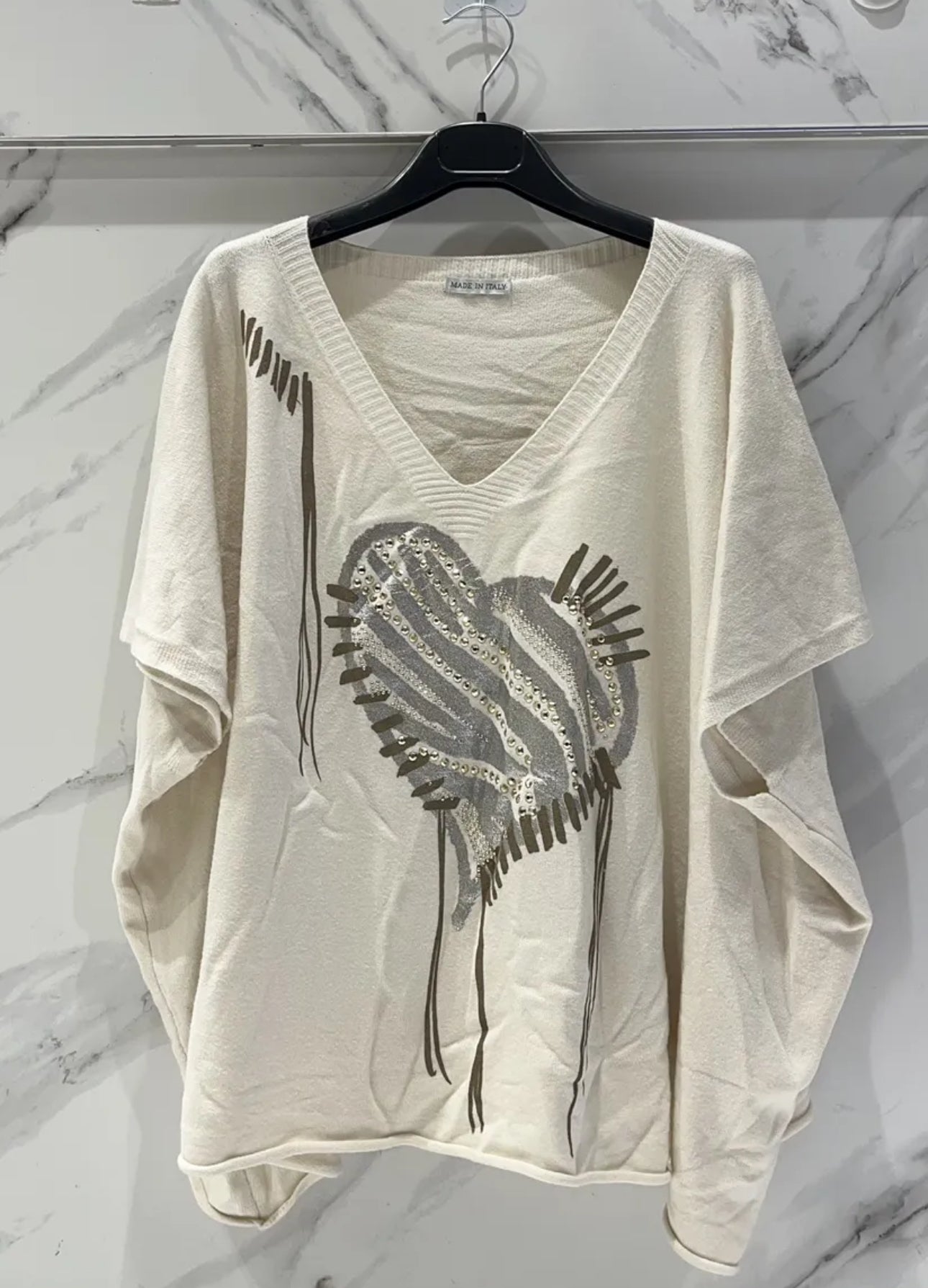 Heart String Poncho Cream