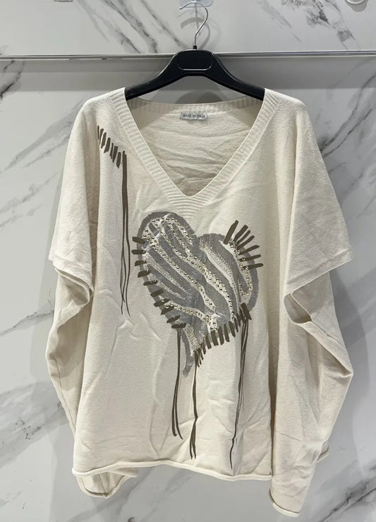 Heart String Poncho Cream