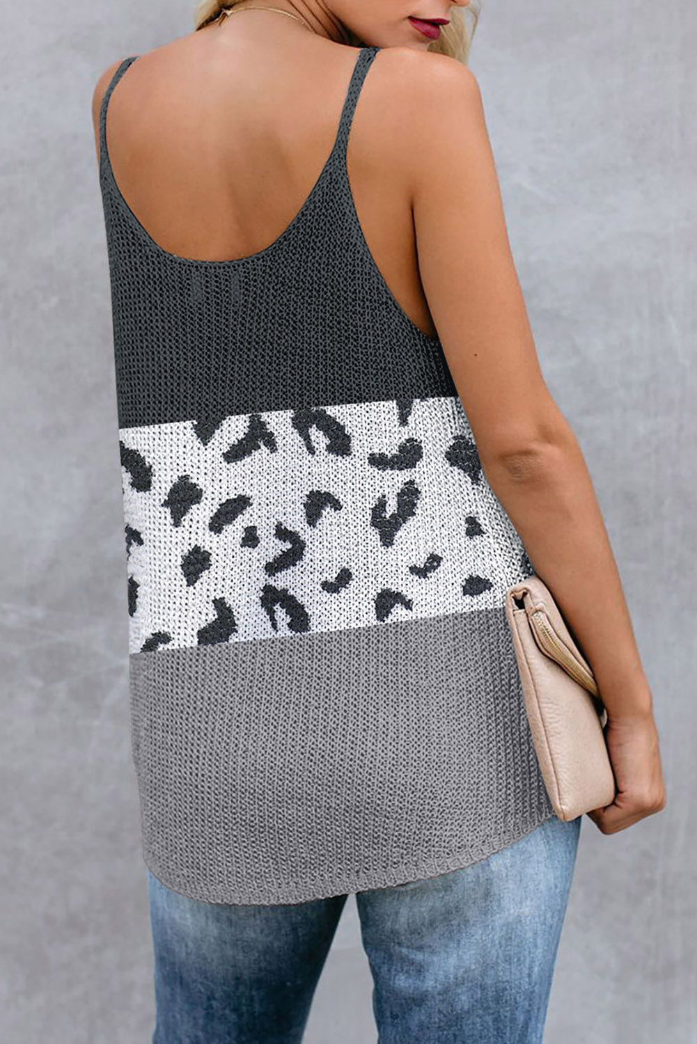 Leopard Knitted Tank_Black