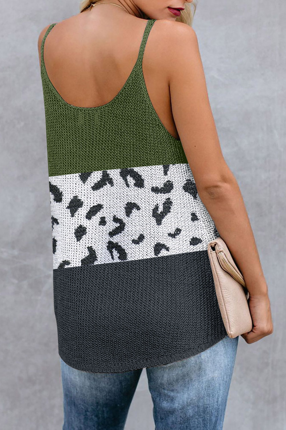 Leopard Knitted Tank_Khaki